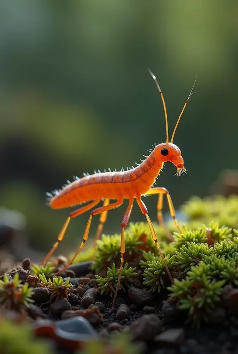 Create a realistic image of a white springtail