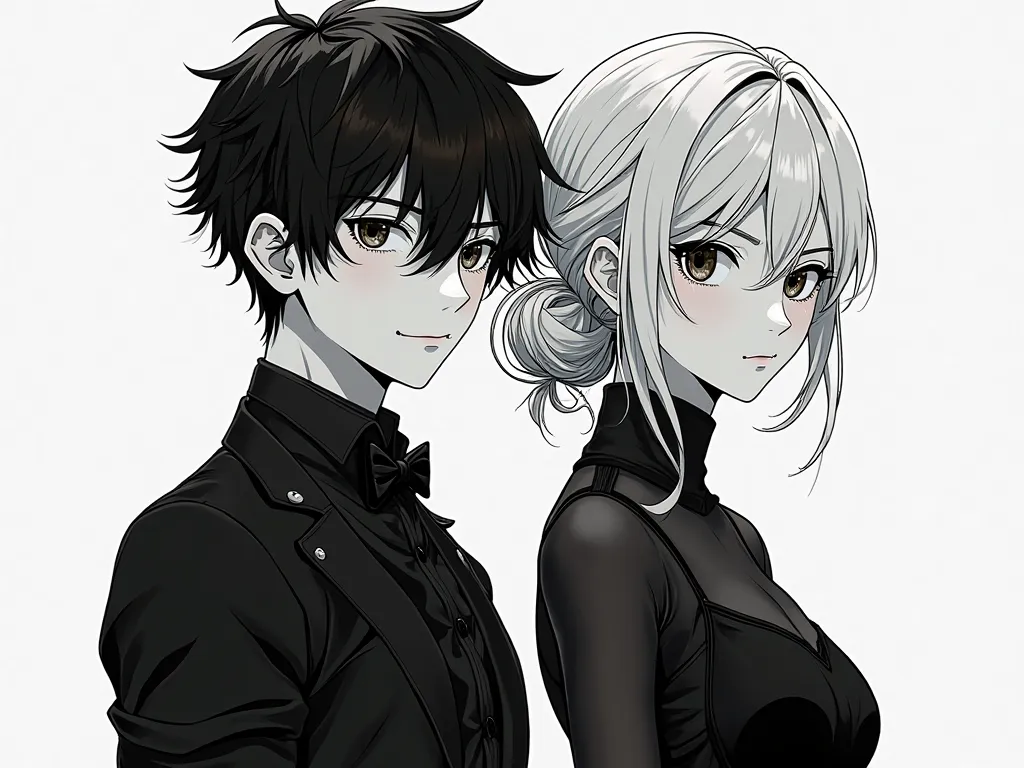  Sister and brother anime duo avatars are not ambiguous, handsome, black and white