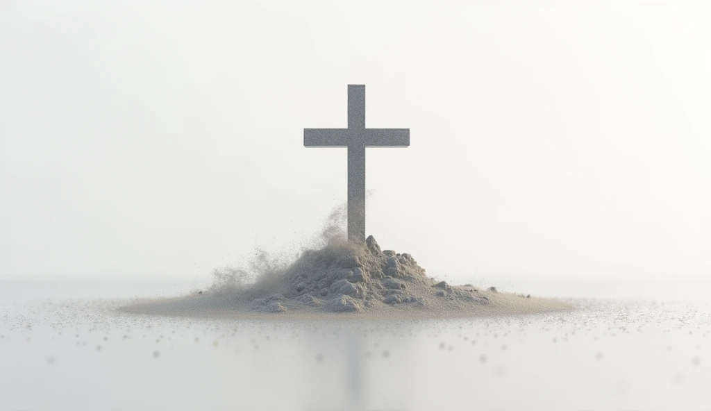 cross made from pile of dust