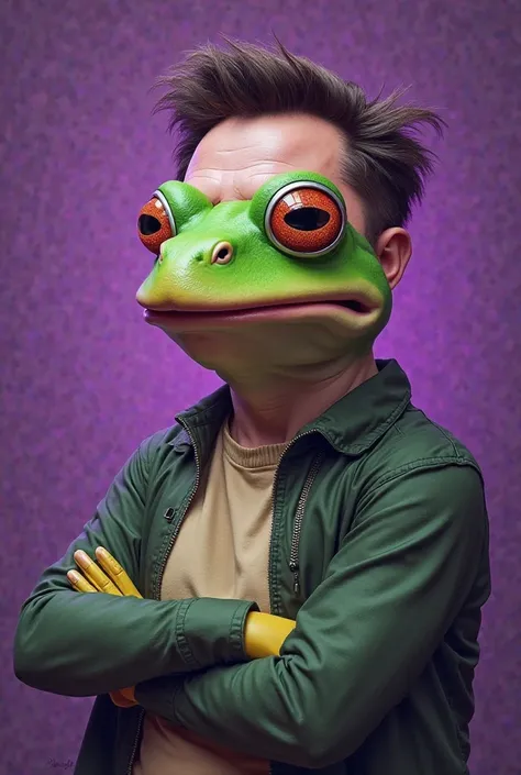 an image of a purple Pepe the Frog with Elon Musk

