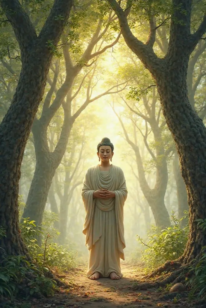 Buddha standing in the cashew forest