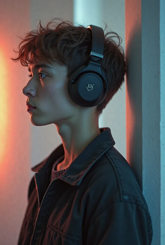 Boy and headphone balck