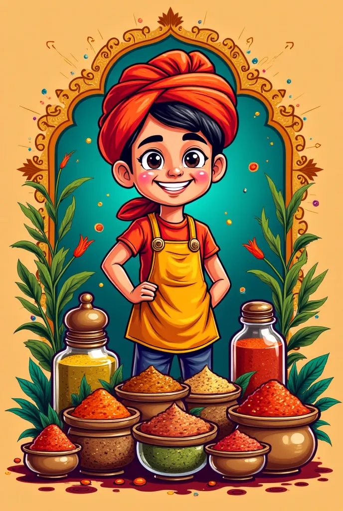 Create a cartoon-style masala shop logo