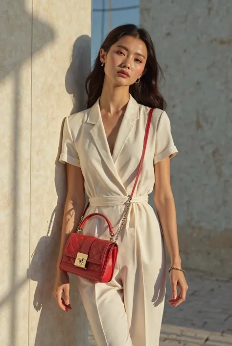 100 photos of asian models holding 1 handbag