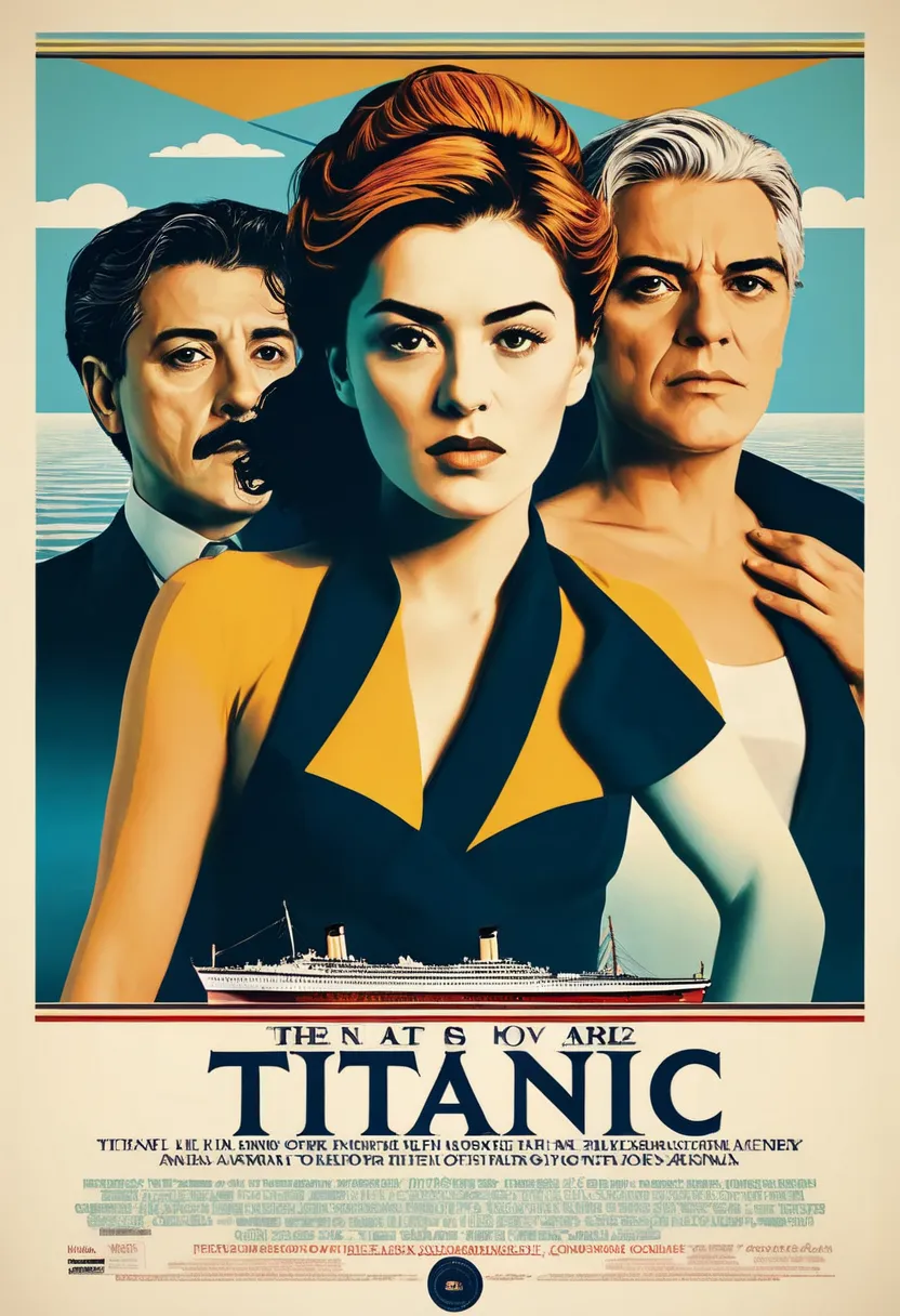 Pedro Almodóvar-style Titanic retro movie poster 