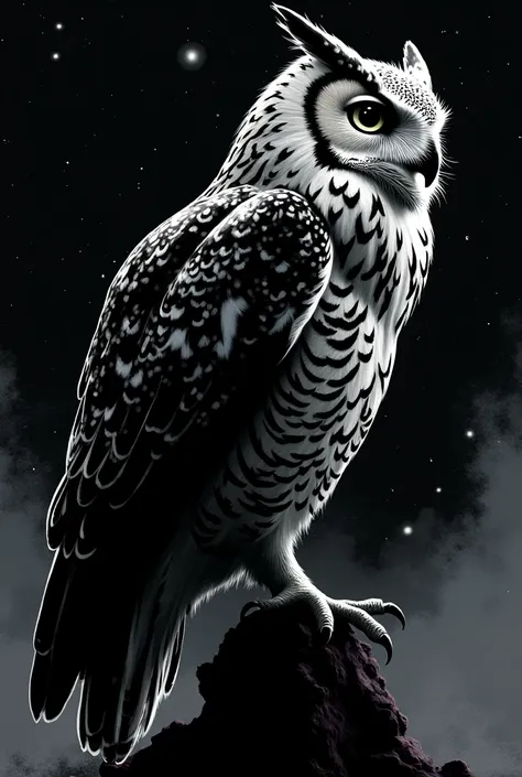 I want to draw a black and white stylized night owl 