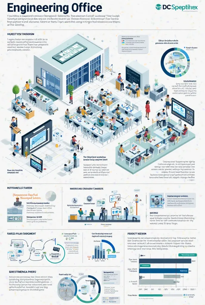 Create a template for infographic about engineering office 