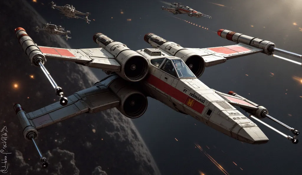 star wars rogue squadron spaceship flying in high speed.