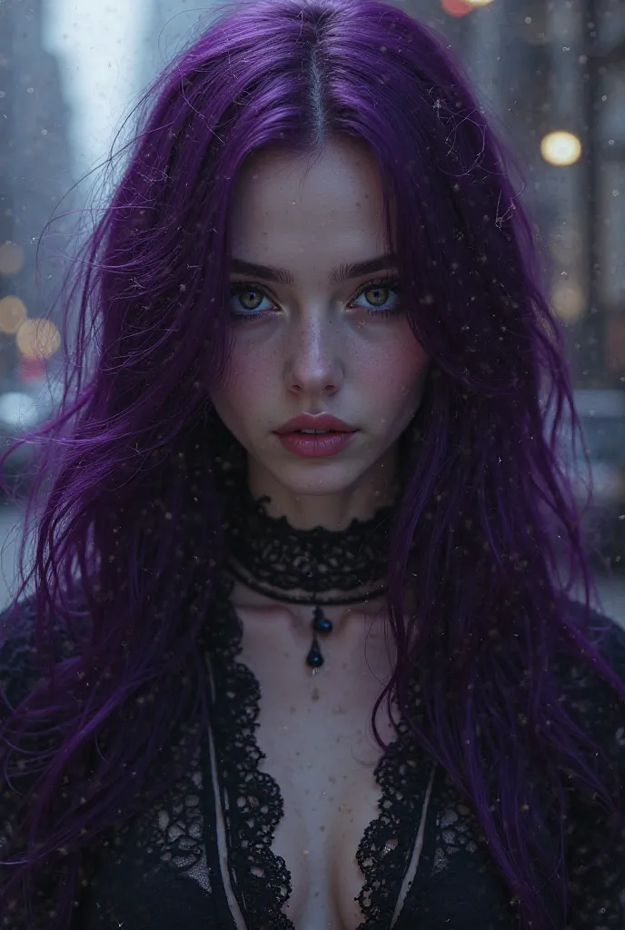 A character with dark purple hair 