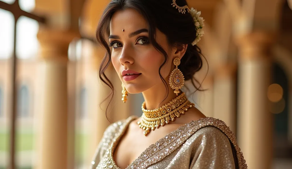 **Idea for a Stylish Photoshoot:**

1. **Outfit Selection**: Choose a shiny outfit in silver or gold tones that reflects your personality. Use various accessories to enhance your look.

2. **Location**: Shoot in a palace-like or luxurious setting where the...