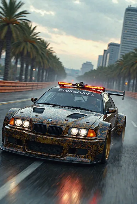 ((Hero car silver colour bmw e46 m3 gtr with nfs mostwanted colour)) ((racing event in high way with other modified cars)) ((chevy corvette c6r webster livery colour of corvette mettalic brown and black colour hood,roof,trunk with skull and spine designon ...