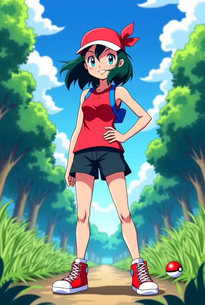 Image of Trainer May from the Pokémon anime, with the same colors it has in the anime 