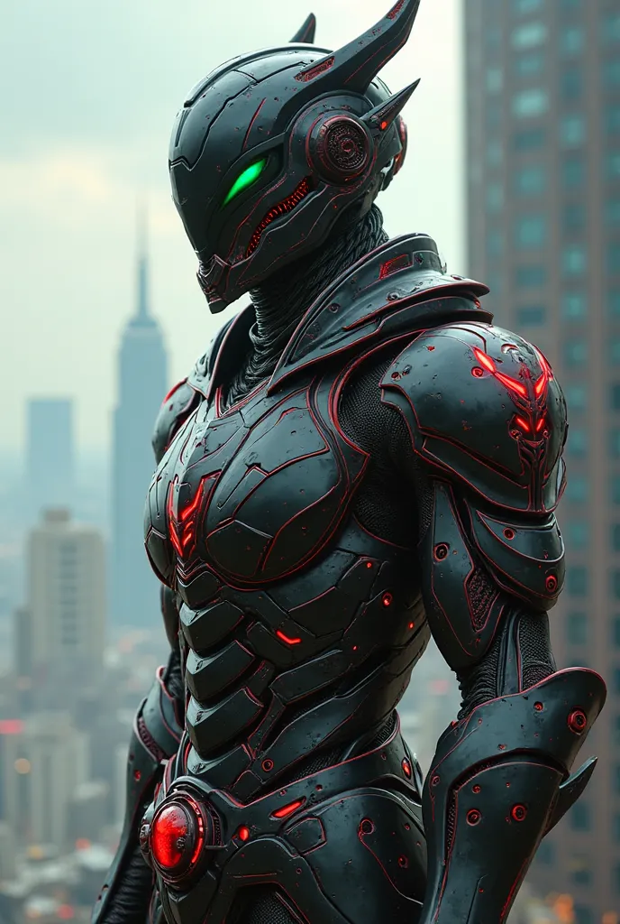 A man wearing a full-face helmet, a fantasy-style biotech armored combat suit, green eyes, (a composite layered chest armor), fully enclosed shoulder guards, matching arm and leg guards, the belt is adorned with Beetle-shaped gem, (the color scheme is prim...