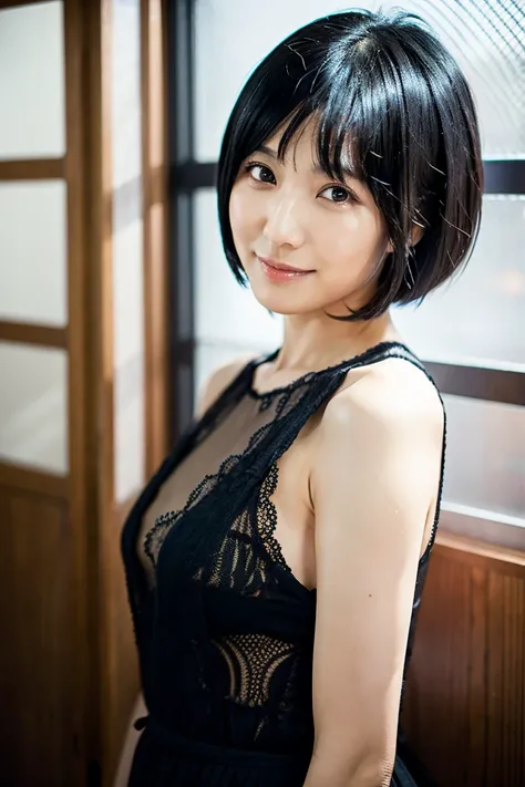 35 year old married Japanese woman who loves sex、black hair short hair、