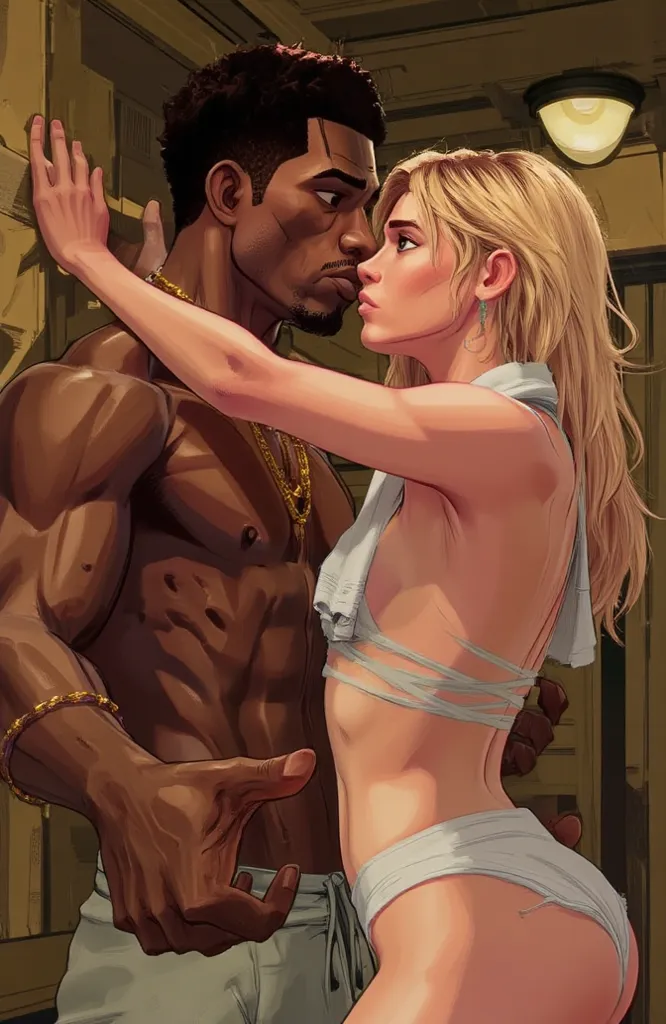 score_9, score_8_up, score_7_up, by 0r0ch1, lilandavastyle, couple, ((miles morales and gwen stacy)), (gwen stacy, white towel hung aroung her neck, perfect sexy athletic body, beautiful nude body, glamour hourglass body, pale skin, sidecut blonde hair wit...