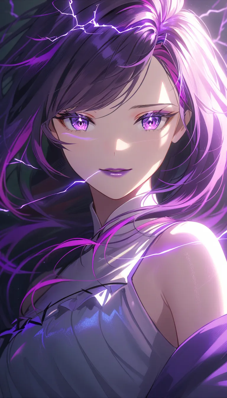  one girl, side band:1.2,   split color hair :1.3, long hair,  Purple lips , He laughs,  white dress ,   transparency  ,  Crown of Thorns   ,  dramatic lighting , Soft Hues,  artboard , best quality, Safety, software, very aesthetic, recently , Stupid,  hi...