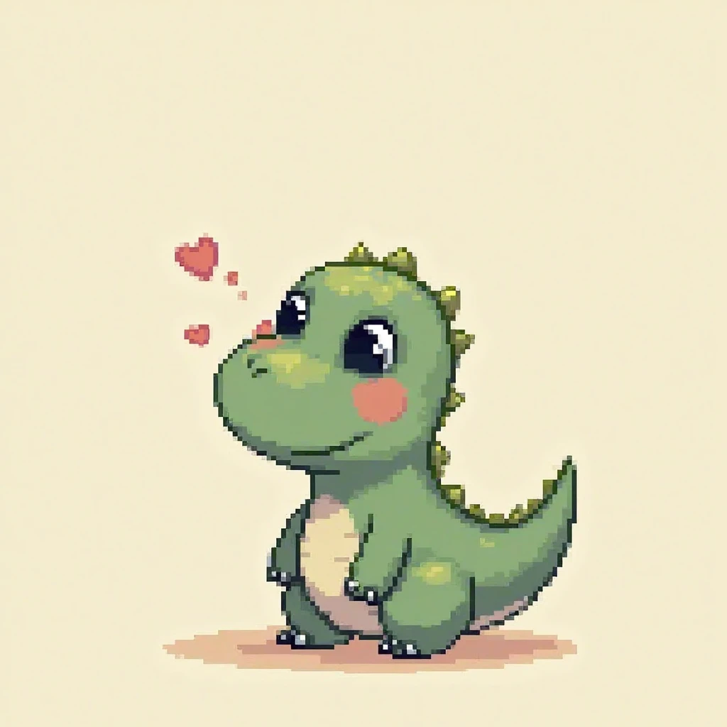 little cute chibi dinosaur simple pixelart