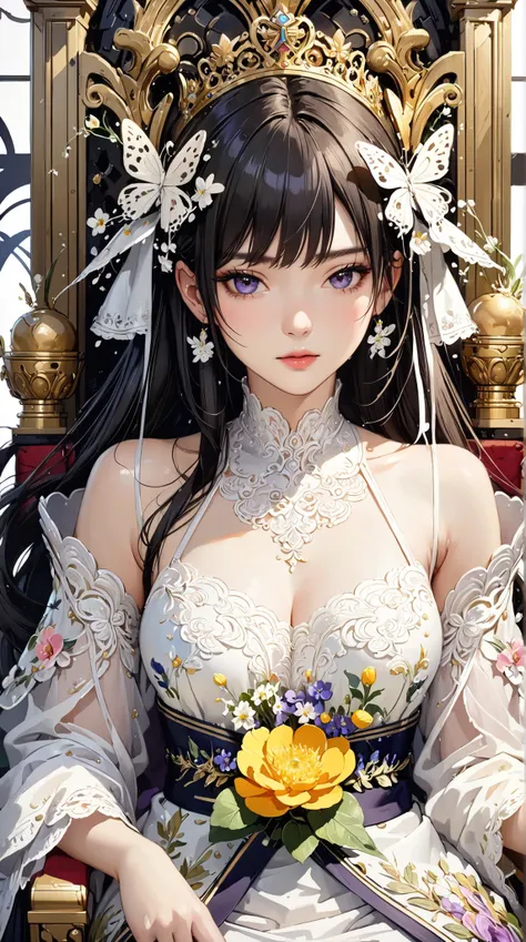 ((Best Quality)),( Ultra High Resolution ),(very well detailed),( detailed description),(( best CG )),(masterpiece), Ultra Detailed Art ,AMAZING PAINTING ART,(Art with Delicate Details:1.5),  woman:1.5, beautiful well-groomed face:1.5, soft, Crown , Splend...