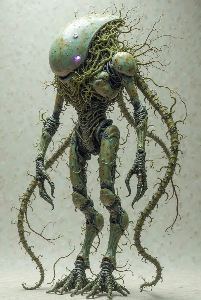 unique organism composed of both organic and biomechanical elements. Its body appears similar to a cross between a cephalopod and a plant, with flexible, branching limbs and a smooth, slightly metallic skin. It is roughly the size of a large human, but its...