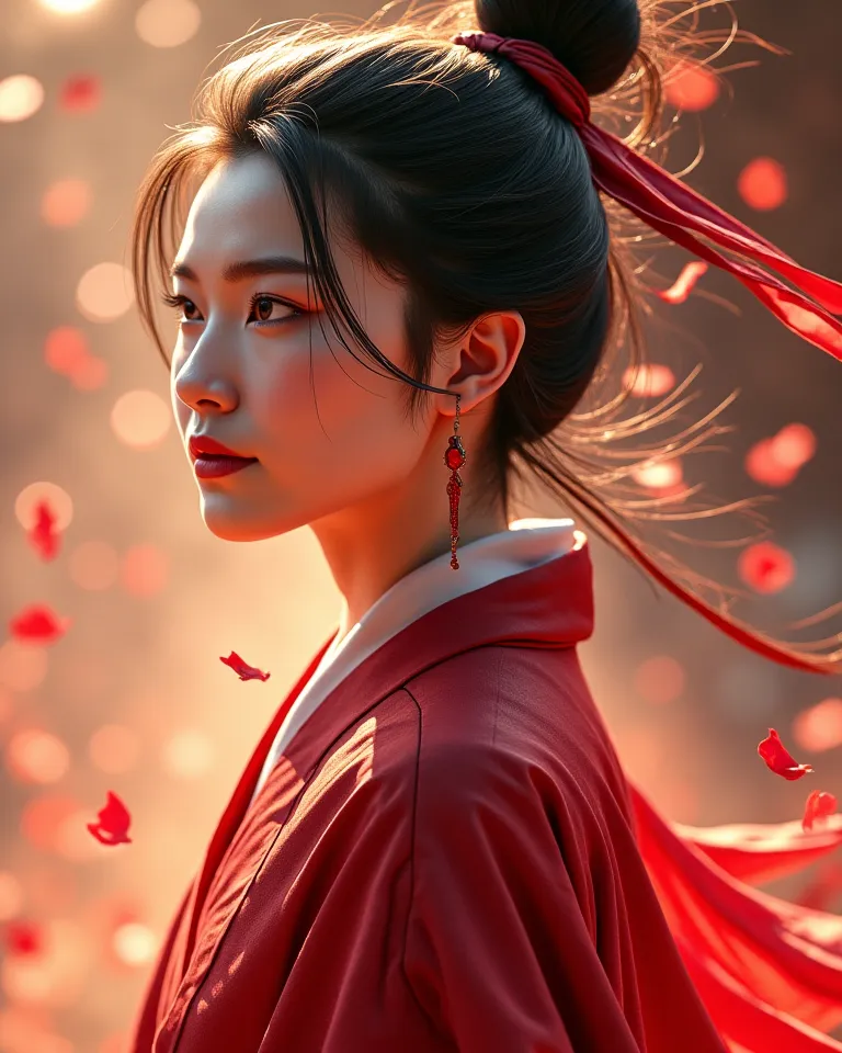 HD 3D detail Realistic,Static Drifting Assassin,The Three Kingdoms of the Terrible Sun Shangxiang,Slight body,Epic quality,Excellent scene of falling petals,Realistic Light and Shadow,Lifelike Portrait,Magnificent Atmosphere,Extraordinary detail, lifelike ...