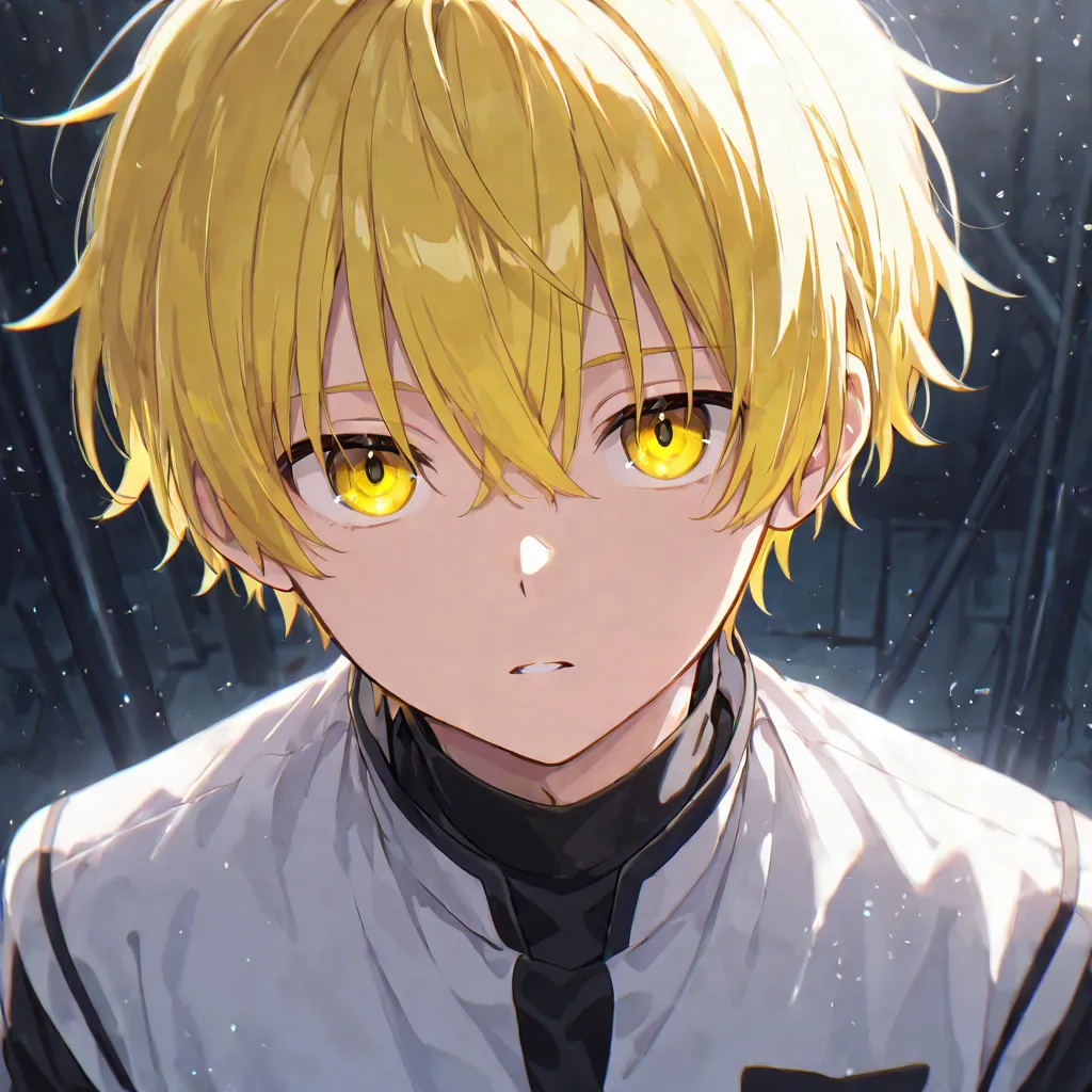  Hair　yellow eyes　Short Hair　male　 mysterious 