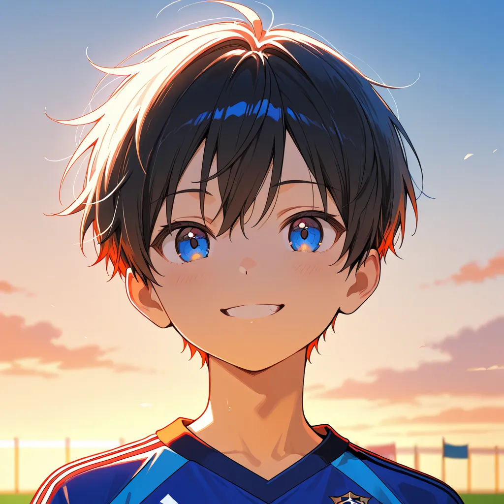 Front view、1 person、handsome、upper body、soccer player、smile