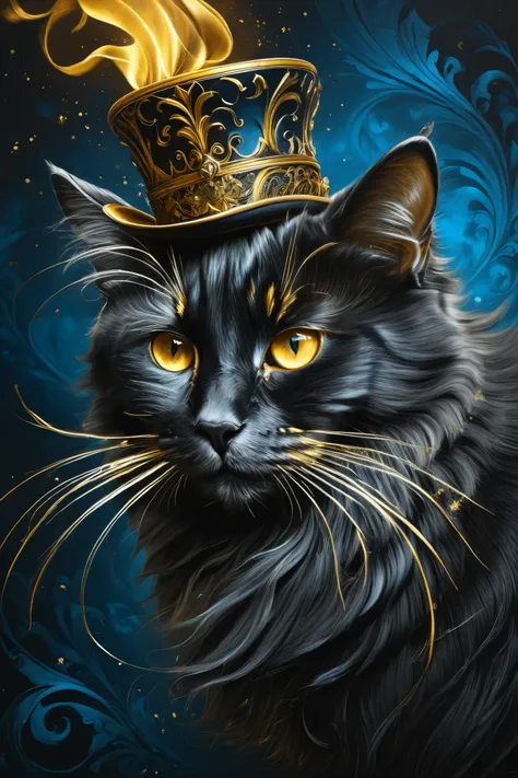 shading with black pencil , Charcoal drawing , tinted paper , pencil drawing, brutal dark b / The color scheme , gold patterns,
The magic mouse , in shimmering blue a magic hat with fur , catching light , tail, curling with curiosity , surrounded by...