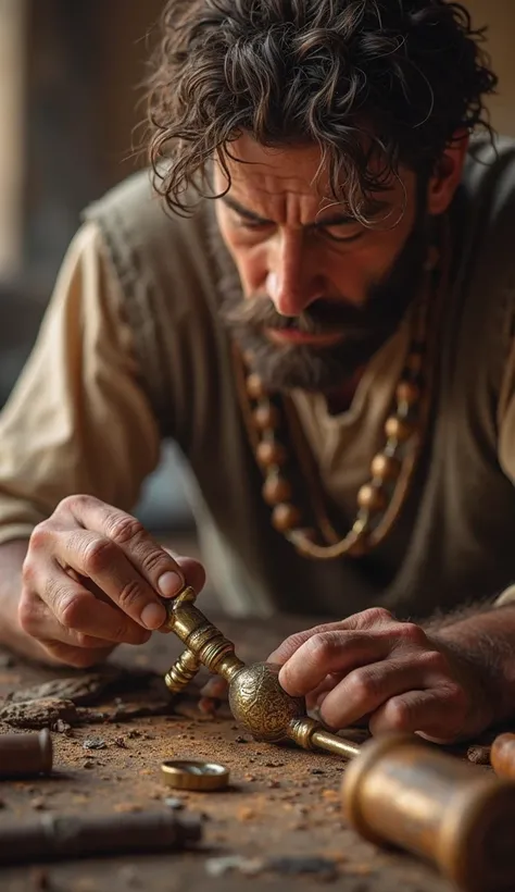 roman making dildo using bronze and wood