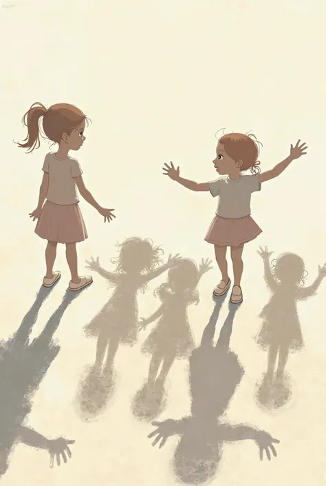 Low resolution of young girls goofy posing via their shadows