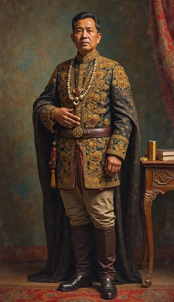 Portrait of the first regent Garut, indonesia, In the 19th century, dressed in Sundanese and colonial attire