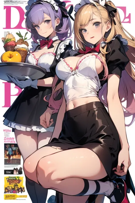 (mid breasts:1.3), (perky chest:1.3), (pointed chest:1.2), (lolita fashion magazine cover:1.3)，(from below:1.0),(from side:0.9),masterpiece, 1girl, Amazing Cleavage:1.2, thin waist, big ass, Raised sexy, small breast: 1.3, posed cleavage:1.2、(from below:1....