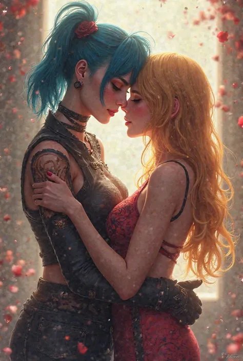 Jinx and Lux girlfriends Jinx have blue hair and punk style and Lux blonde hair and delicate style them in petite