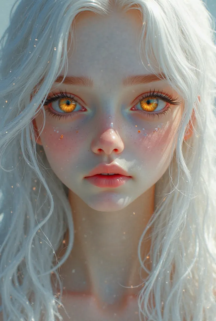 White hair and golden eyes，Long Haired Girl