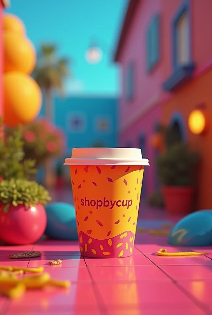 Have ShopByCup written on the coffee cup that I will be able to use in your Instagram profile photo and let the background be in a more colorful environment