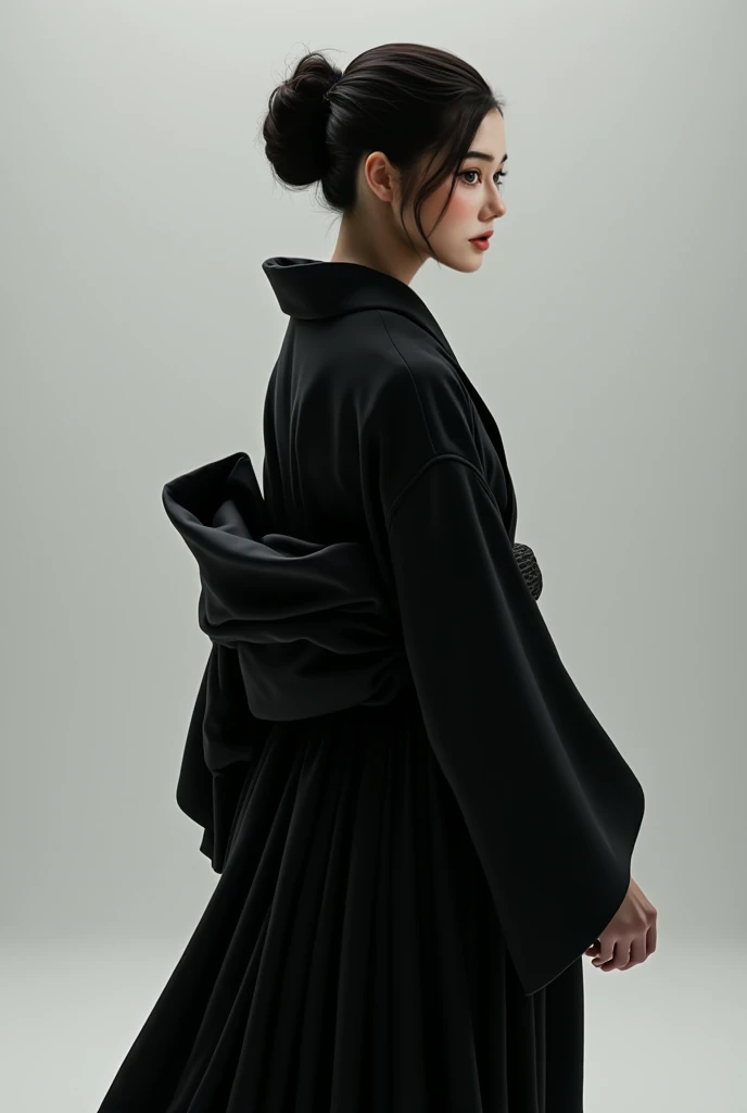 in black kimono