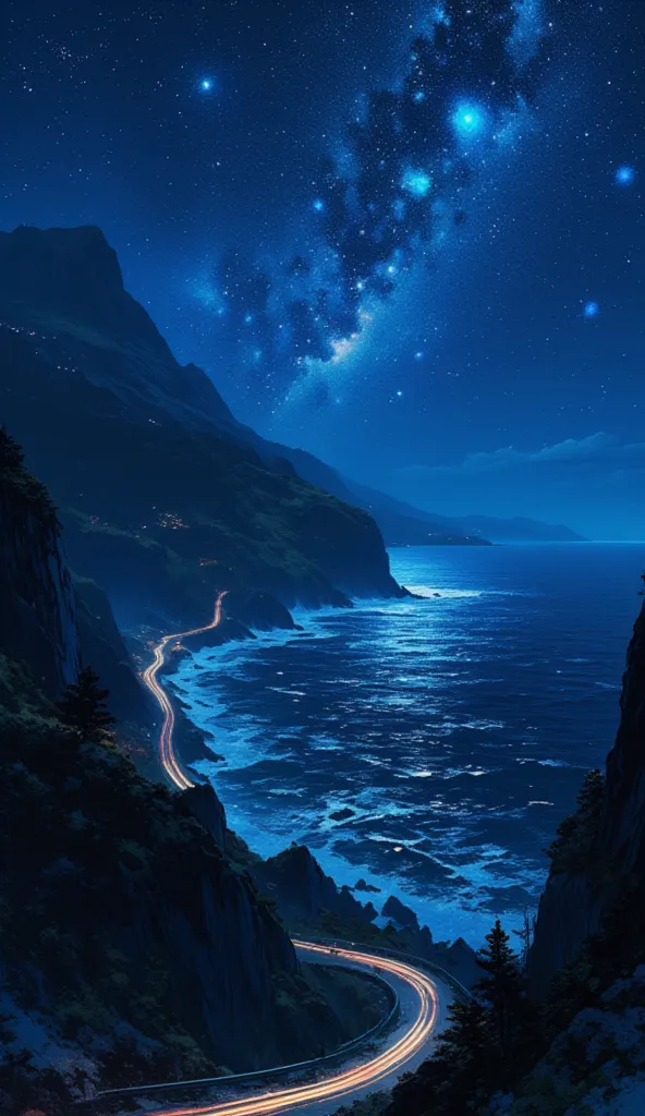  night drive、Resplendent night sky、Coastline