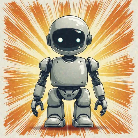 Robot icon neutral manga background 