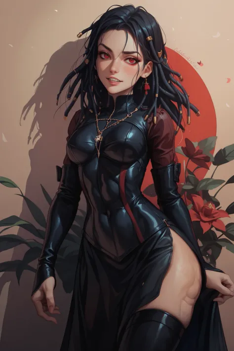 masterpiece, HD , great quality, very aesthetic, absurd, high contrast , high color palette , light glare ,Latest ,2.5D,volumetric lighting, Sweet, jung, 1 girl, aztekisch, small breasts, red eyes,athletic body, abs, aztekisch, looks at the viewer, medi...