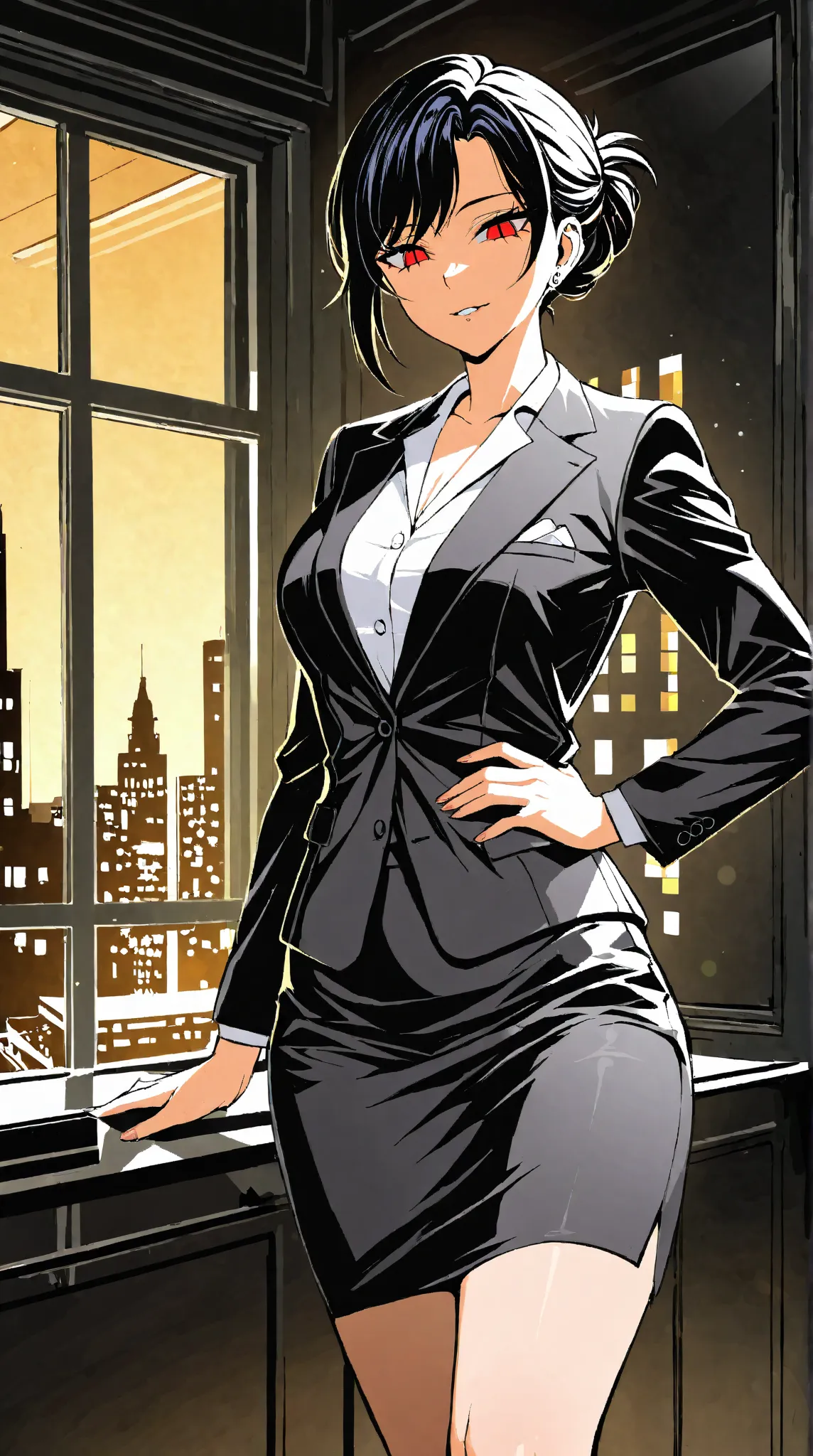 EVIL anime female in a skirt suit