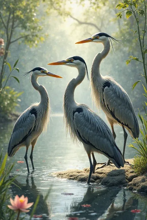 triptych of their herons 