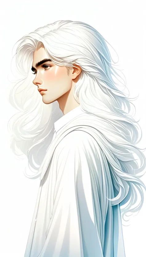 character design,in style of Bruce Munro, character concept design, half body,A Mysterious Transfer Student , (, a mysterious transfer student beauty),Beautiful student with super long white hair,English school uniform,,Covering his face,Remarkable student...