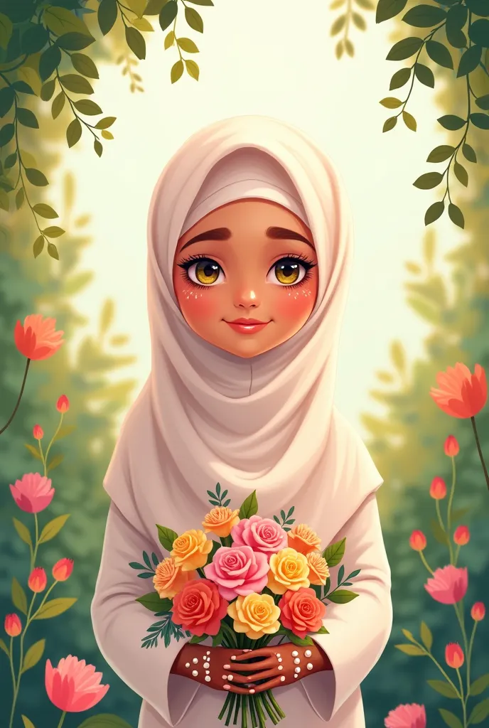 A hijab cartoon bride