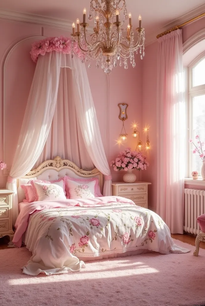 Pink color of princess bedroom