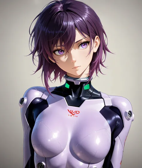 A beautiful anime fighter girl, shoulder length purple hair, mesmerizing detailed purple eyes, pilot suit, (best quality,4k,8k,highres,masterpiece:1.2),ultra-fine painting,physically-based rendering,professional,vivid colors
