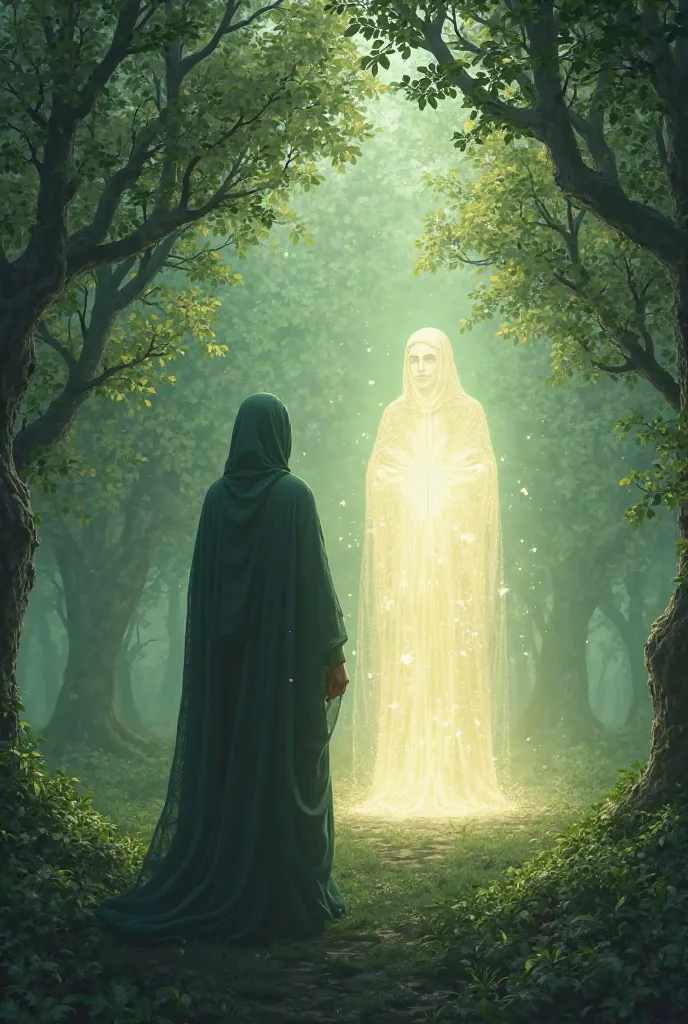 I want a picture of a   standing in front of Imam Mahdi. He did not show the 's face and the face of the Imam was only light in an orchard