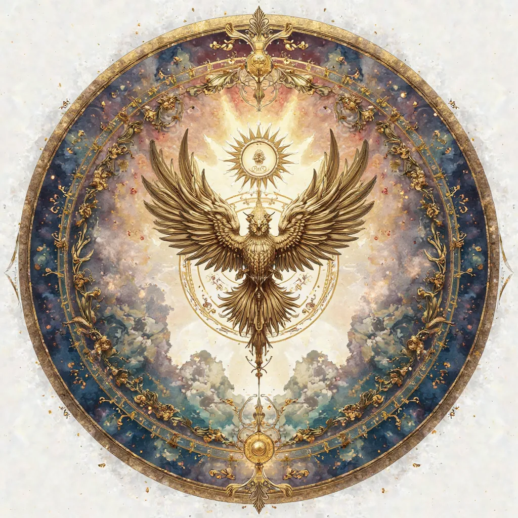 Design of luxury zodiac circle (((tarot card)), water color style, absolute circle.