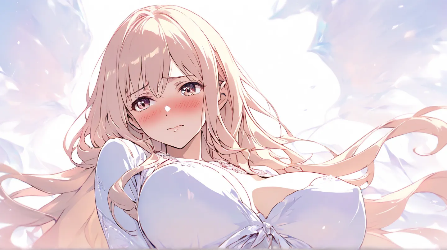 Erotic Poses,boobs、 small tits、１girls、face focus、boobs、cute、 lori、white background, no background、 pure white、Ultra High Definition, anime style, masterpiece, Best Quality、Embarrassed,