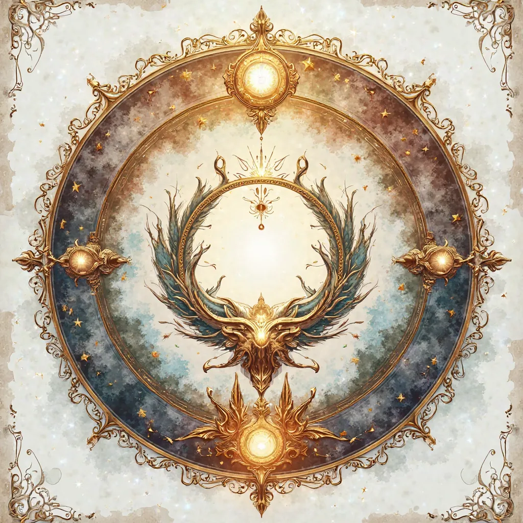 Design of luxury zodiac circle (((tarot card)), water color style, absolute circle.