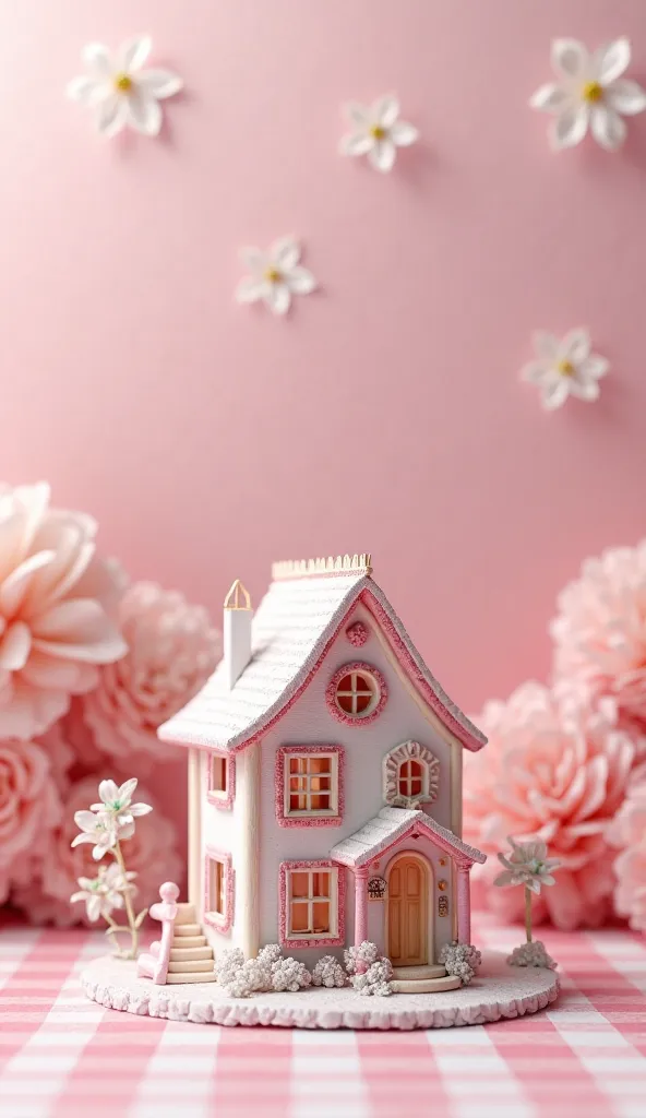 small miniature house、European cute house、background is a pink and white check pattern、high image quality、Real but fairytale
Pinto 、 SLR during homework