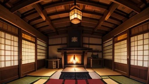 anime style、 Scenery、indoors、Indoor、room、Mansion、Japan家屋、Big House、Wooden house、hearth、fireplace、Fur rugs、 traditional 、Traditional Crafts、hunting tribe、Hunter's House、Mountain hut、Tohoku region 、snow、Japan、北Japan、snow国、Northland、Northern Europe、Northern E...